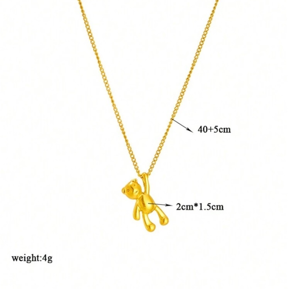 18k Golden Plated Delicate Gold Teddy Bear Necklace Stainless Steel - Picture 5 of 5